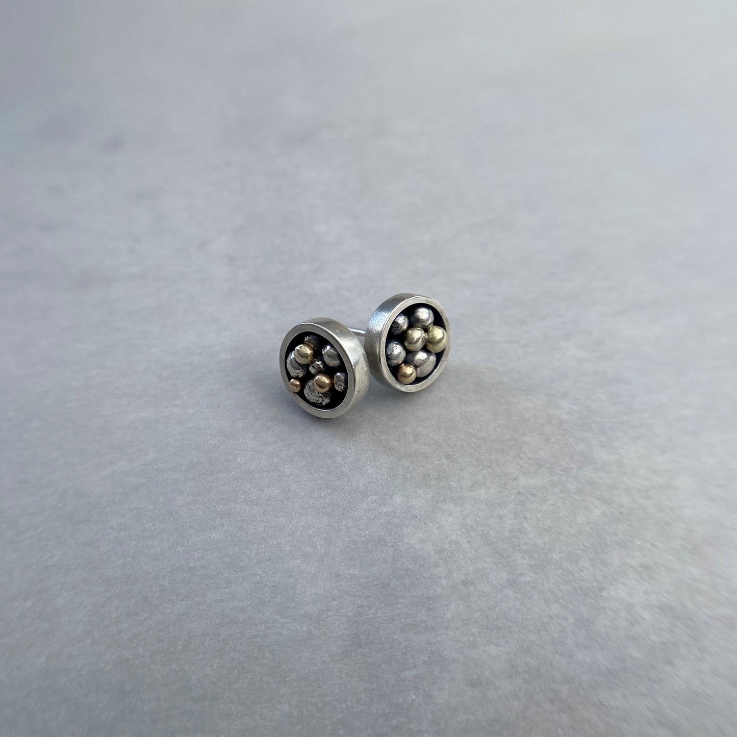 Champagne Studs (Sterling Silver and 14kt Recycled Gold)