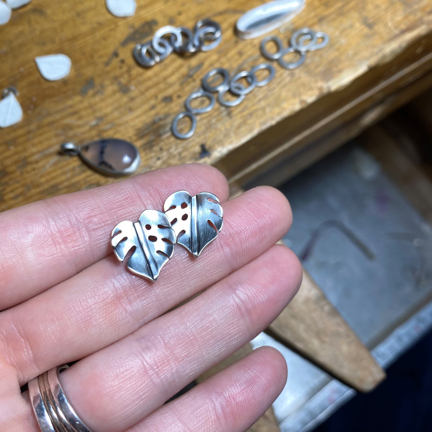 Baby Monstera Studs