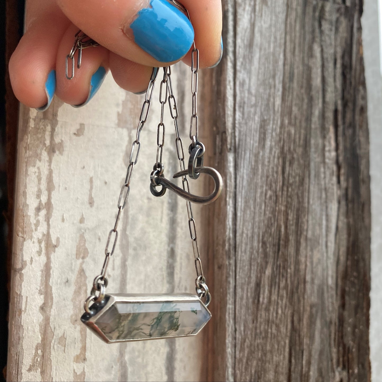 Moss Agate Bar Necklace