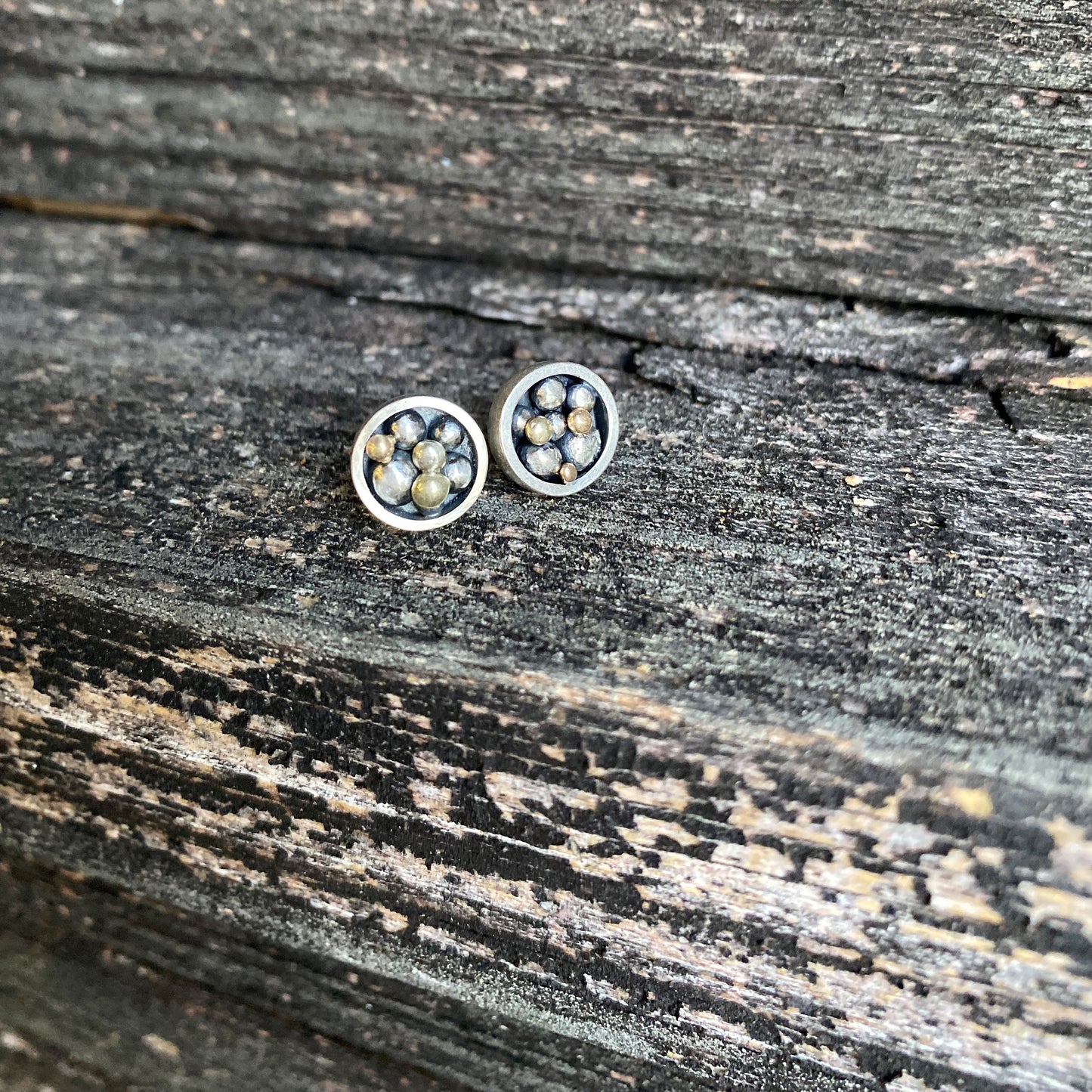 Champagne Studs (Sterling Silver and 14kt Recycled Gold)