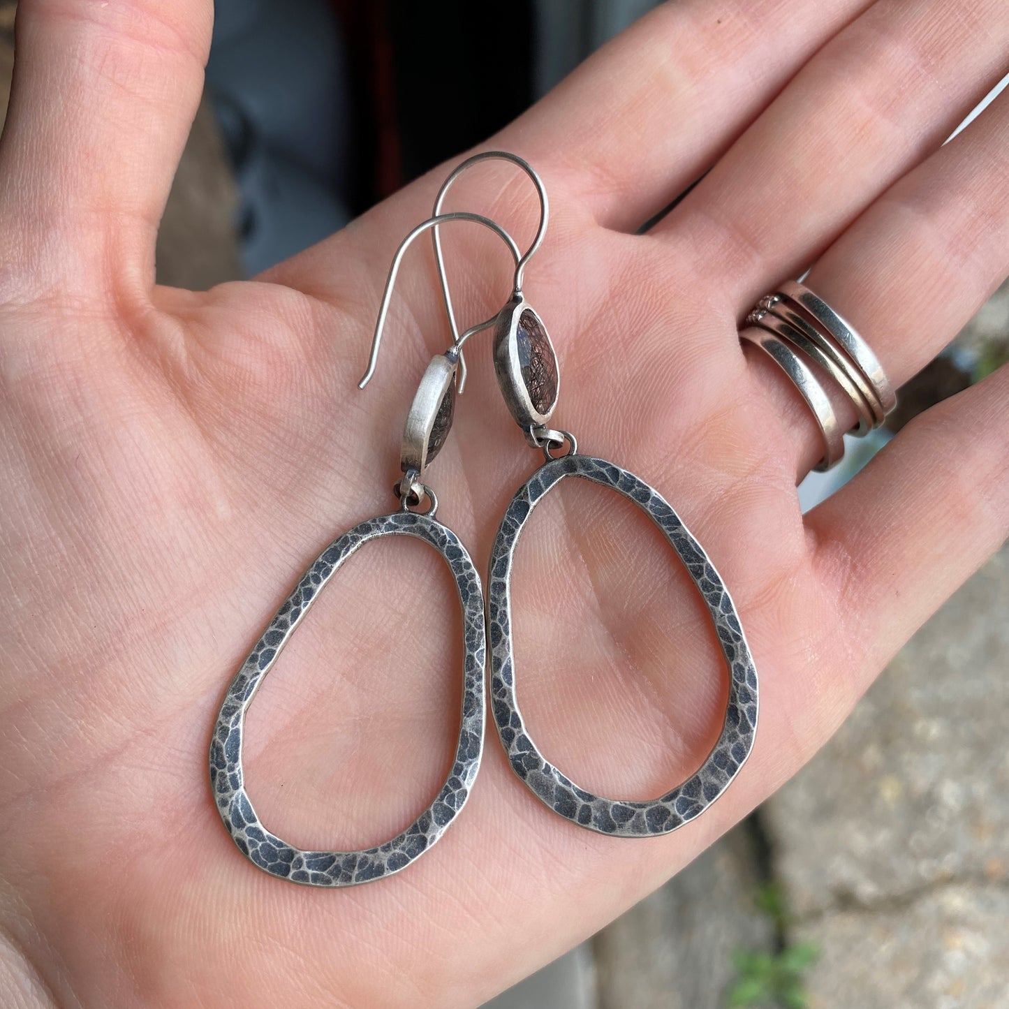 Tourmaline in Quartz Hammered Ovals