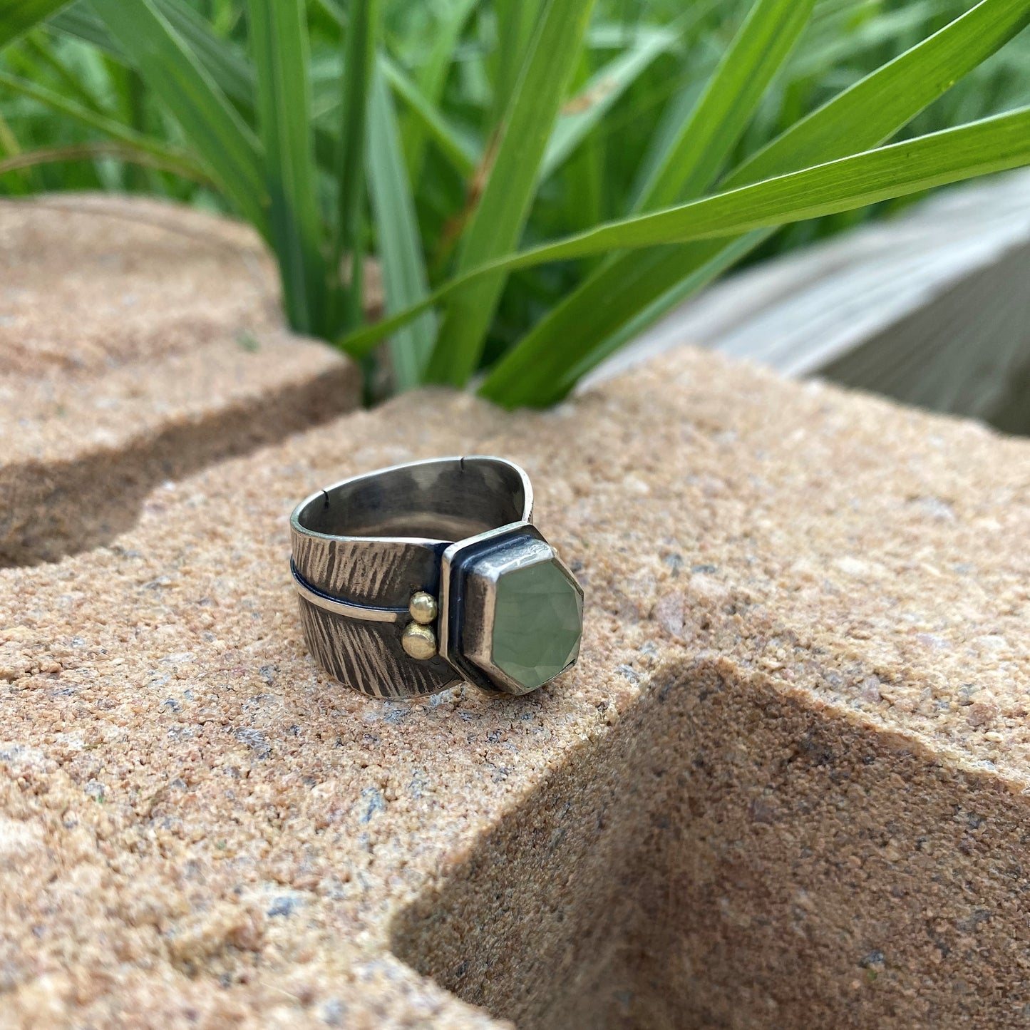 Prehnite Ring w/14k Recycled Gold