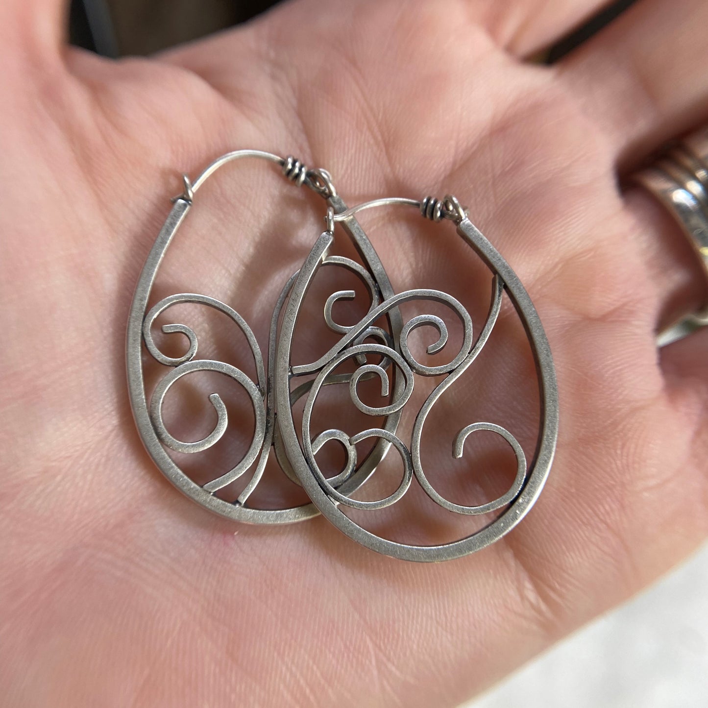 Oval Filigree Hoops